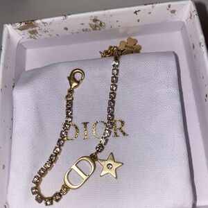 Dior Lucky Clover Star Antique Gold and Crystal Bracelet